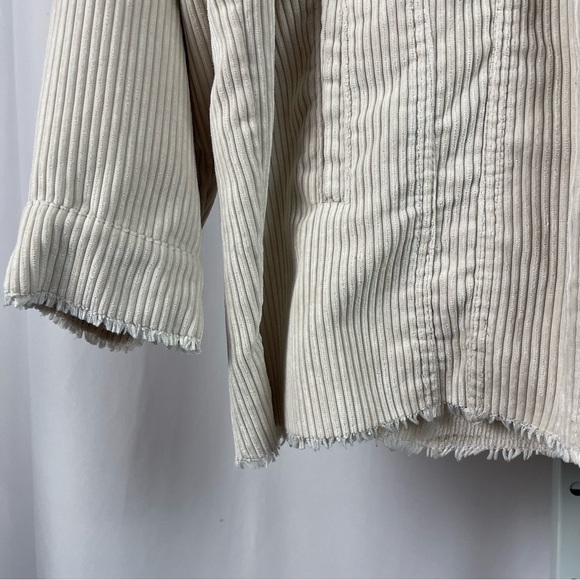 Love Tree Medium Corduroy Boho Beach Raw Hem Shacket Button Down Shirt Trucker - Picture 3 of 8